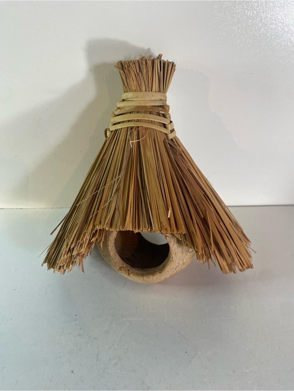Vintage Coconut & Straw Bird Feeder/House